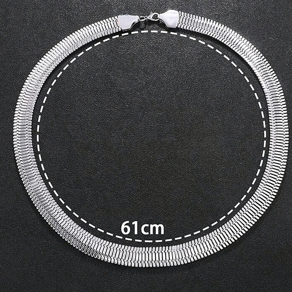 Minimalist Stainless Steel Thick Chain Necklace Matching Bracelet Set - Picture 6 of 8